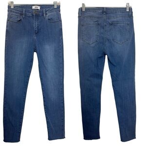 Just Black Denim High Rise Ankle Length Skinny Leg Raw Hem Stretch Denim Jeans